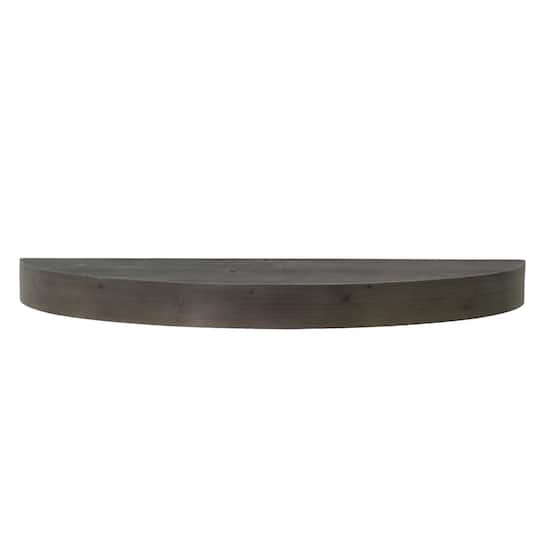 Large Black Round Wood Floating Wall Shelf